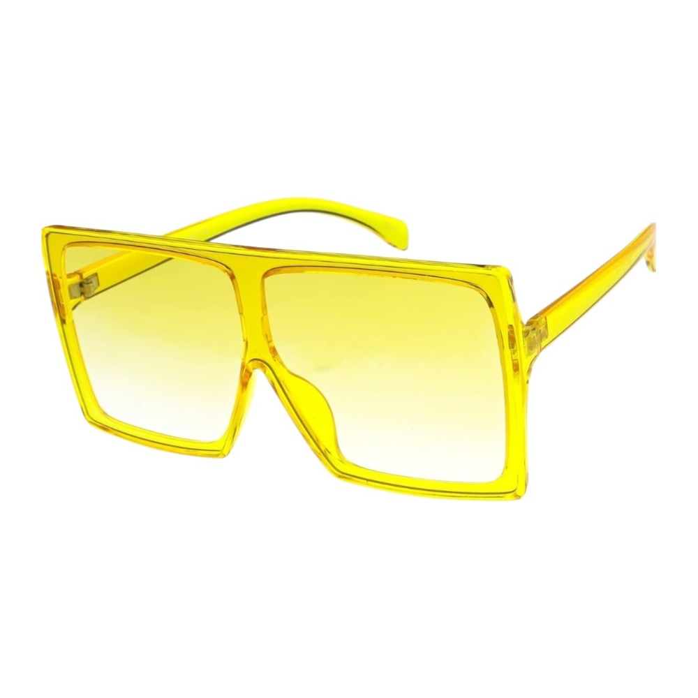 Square Shield Sunglasses Unisex OS Yellow New‎ Oversized Flat Top UV400
